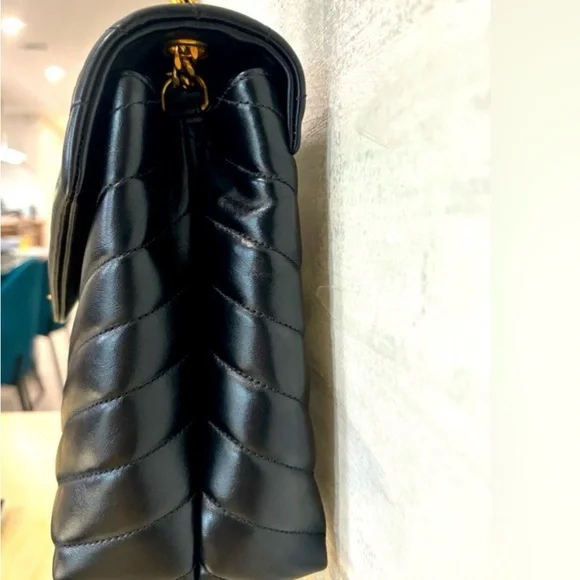 YSL Saint Lauren Loulou Medium Quilted Chevron Bag Black/Gold - Picture 7 of 17